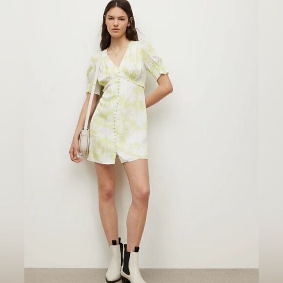 NWT Allsaints Demi Marama Dress Sz 8 All Saints- color citrus yellow - Picture 2 of 10